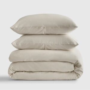 NWOT QUINCE Luxury Organic Sateen Duvet Cover Set Full/Queen Sand 6114